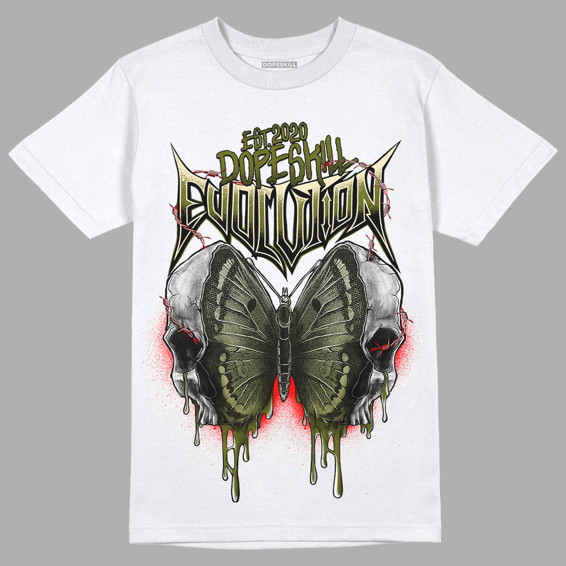 Travis Scott x Jordan 1 Low OG “Olive” DopeSkill T-Shirt DopeSkill Evolution Graphic Streetwear - White