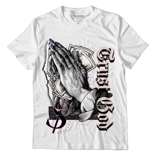 Jordan 7 SE Sapphire DopeSkill T-Shirt Trust God Graphic - White 