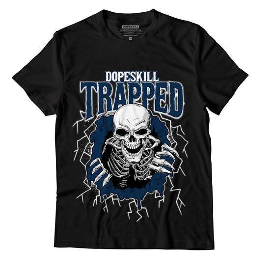 Jordan 13 Brave Blue DopeSkill T-Shirt Trapped Halloween Graphic - Black