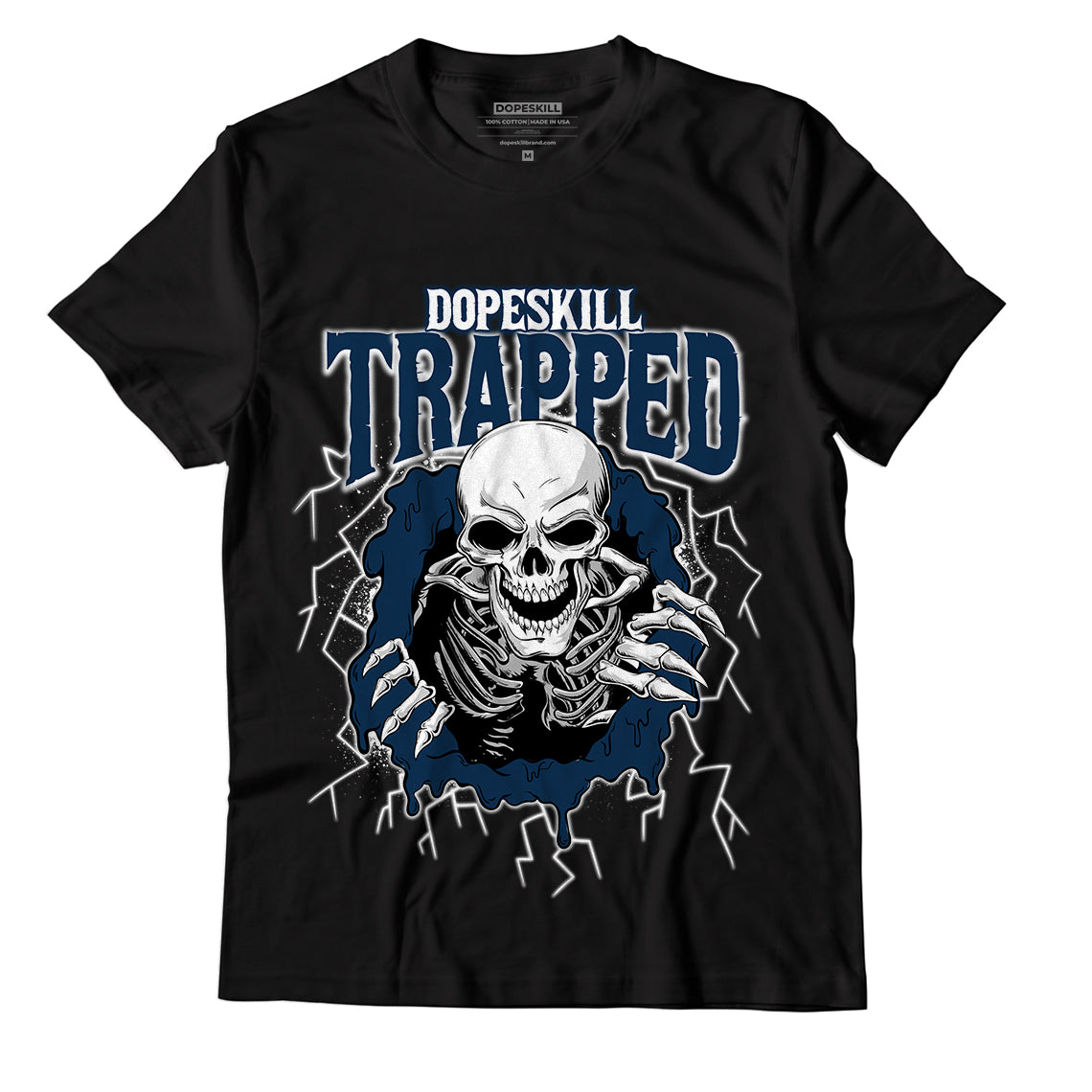 Jordan 13 Brave Blue DopeSkill T-Shirt Trapped Halloween Graphic - Black