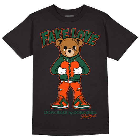 Dunk Low Team Dark Green Orange DopeSkill T-Shirt Fake Love Graphic - Black