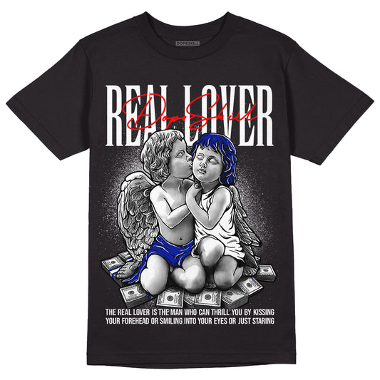Racer Blue White Dunk Low DopeSkill T-Shirt Real Lover Graphic - Black