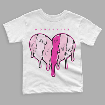 Triple Pink Dunk Low DopeSkill Toddler Kids T-shirt Slime Drip Heart Graphic - White 