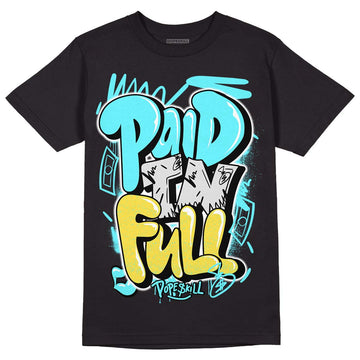 Aqua 5s DopeSkill T-Shirt New Paid In Full Graphic - Black 