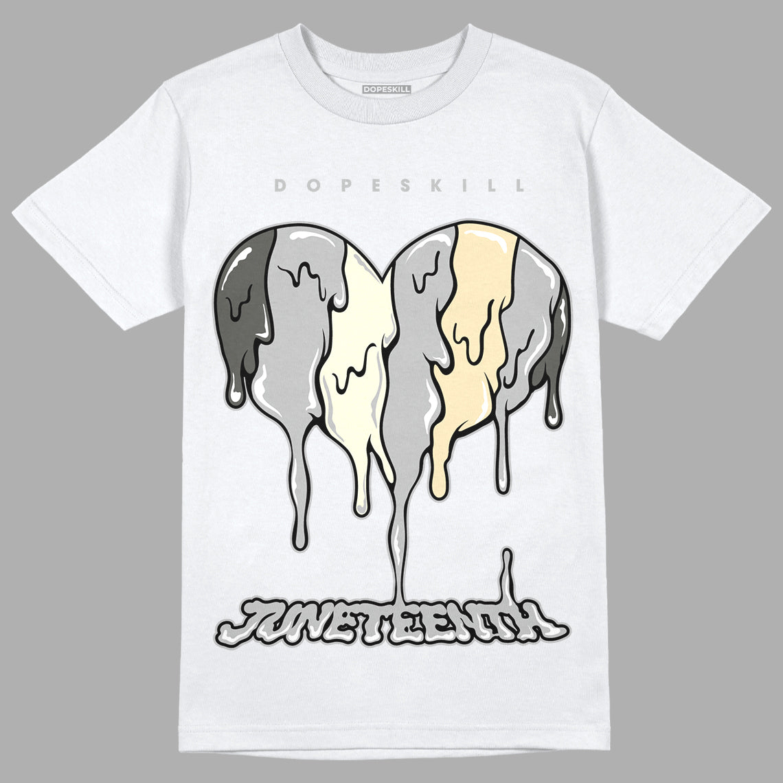 Jordan 4 Retro SE Craft Photon Dust DopeSkill T-Shirt Juneteenth Heart Graphic Streetwear  - White