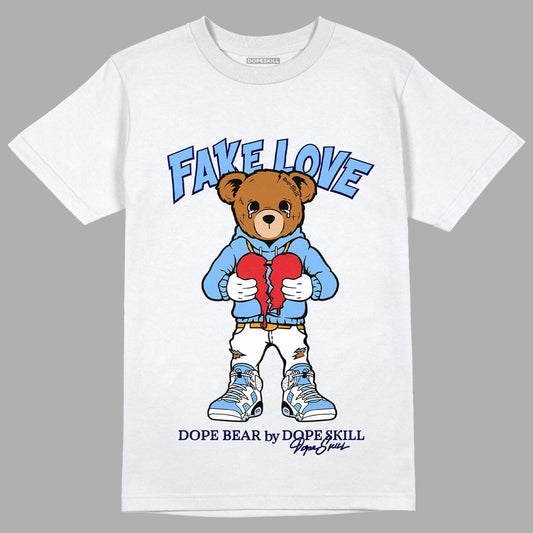Jordan 6 UNC DopeSkill T-Shirt Fake Love Graphic - White 