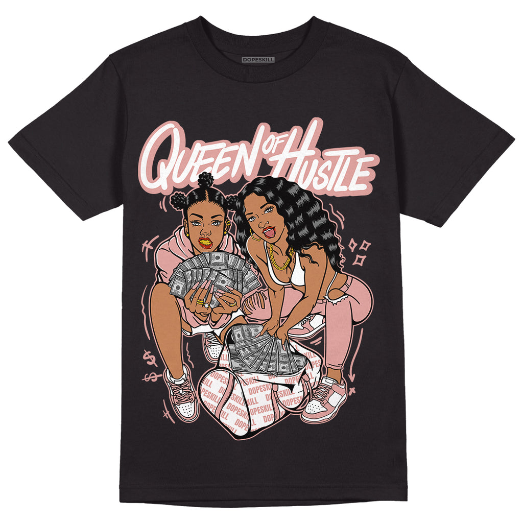 Rose Whisper Dunk Low DopeSkill T-Shirt Queen Of Hustle Graphic - Black