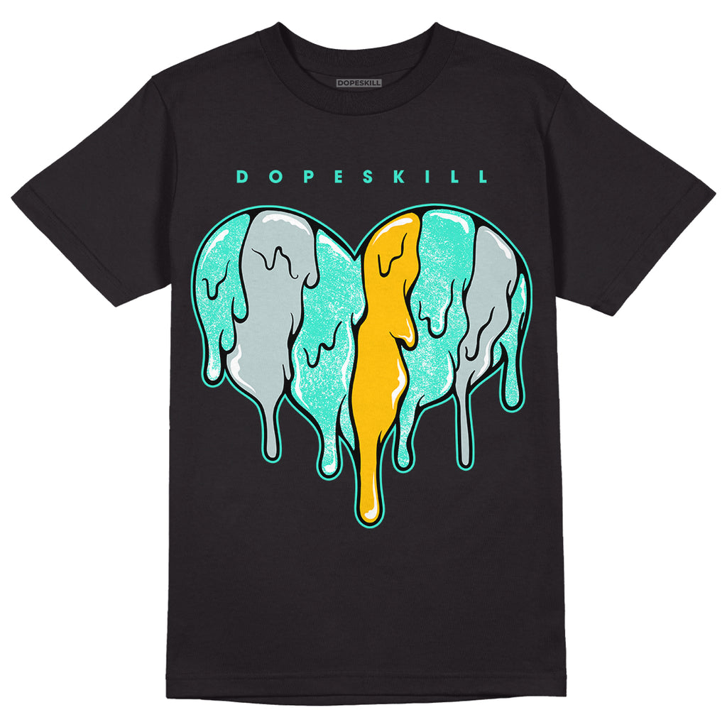 New Emerald 1s DopeSkill T-Shirt Slime Drip Heart Graphic - Black