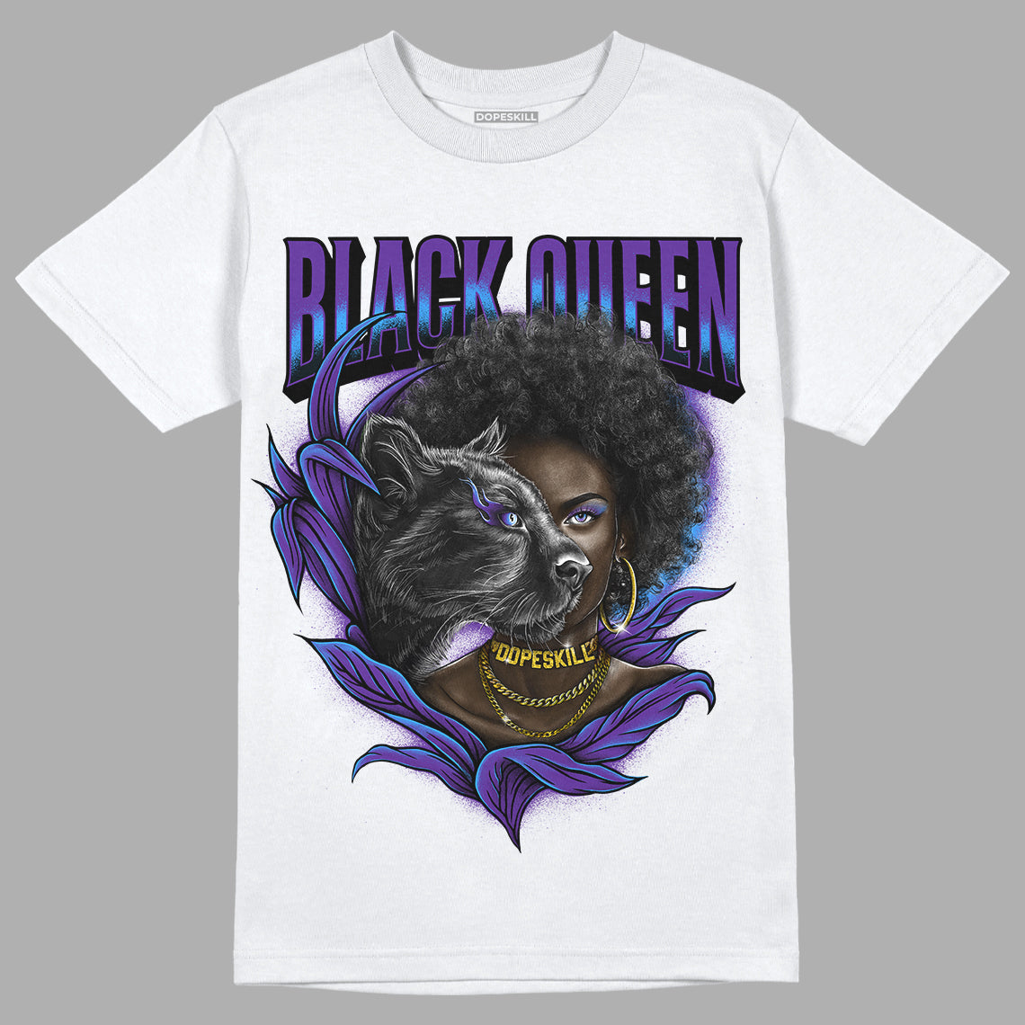 Court Purple 13s DopeSkill T-Shirt New Black Queen Graphic - White