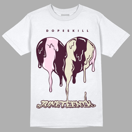 Dunk Low Night Maroon and Medium Soft Pink DopeSkill T-Shirt Juneteenth Heart Graphic Streetwear  - White 