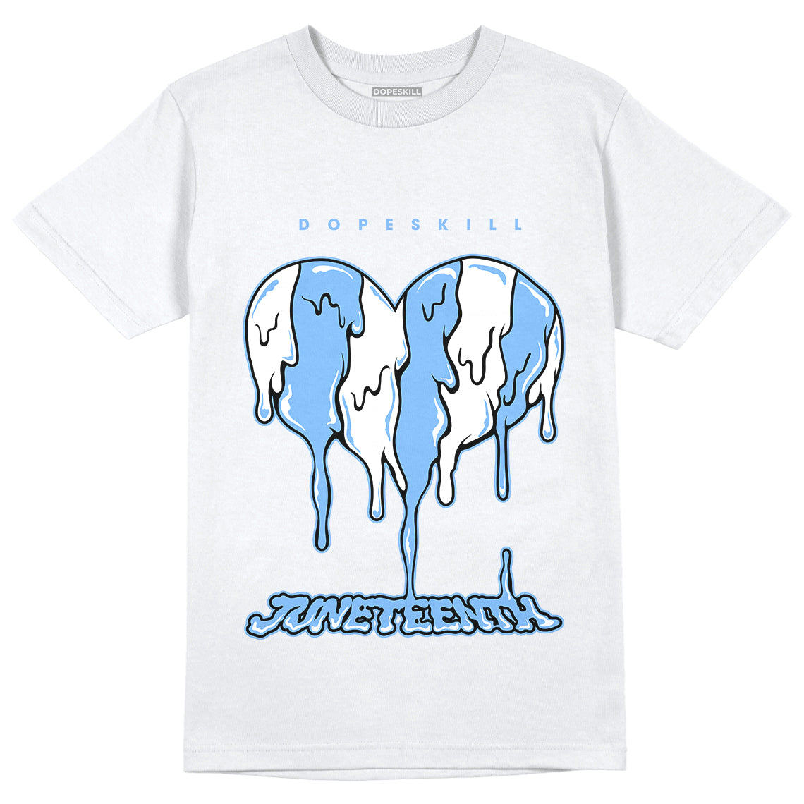 Jordan 6 UNC DopeSkill T-Shirt Juneteenth Heart Graphic - White 