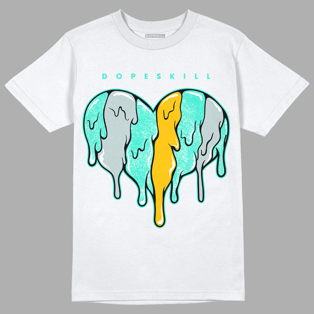 New Emerald 1s DopeSkill T-Shirt Slime Drip Heart Graphic - White