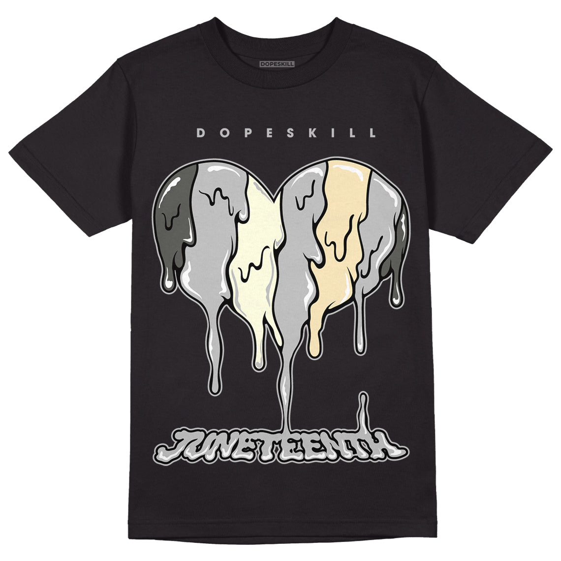 Jordan 4 Retro SE Craft Photon Dust DopeSkill T-Shirt Juneteenth Heart Graphic Streetwear   - Black