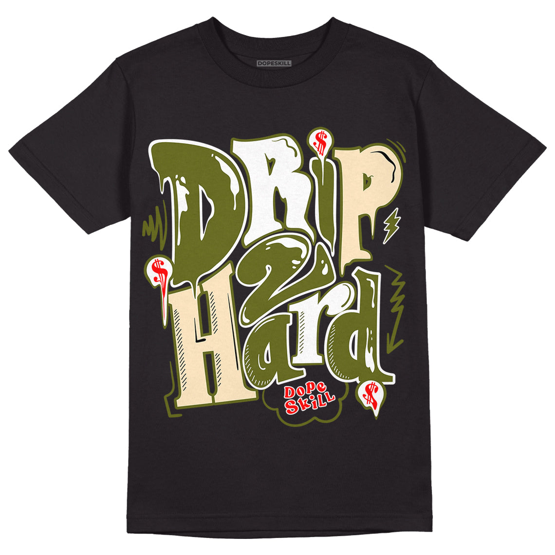 Travis Scott x Jordan 1 Low OG “Olive” DopeSkill T-Shirt Drip Too Hard Graphic Streetwear - Black