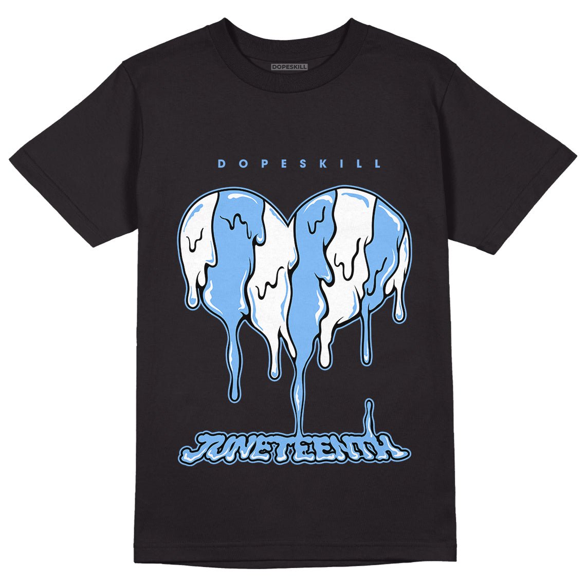 Jordan 6 UNC DopeSkill T-Shirt Juneteenth Heart Graphic - Black 