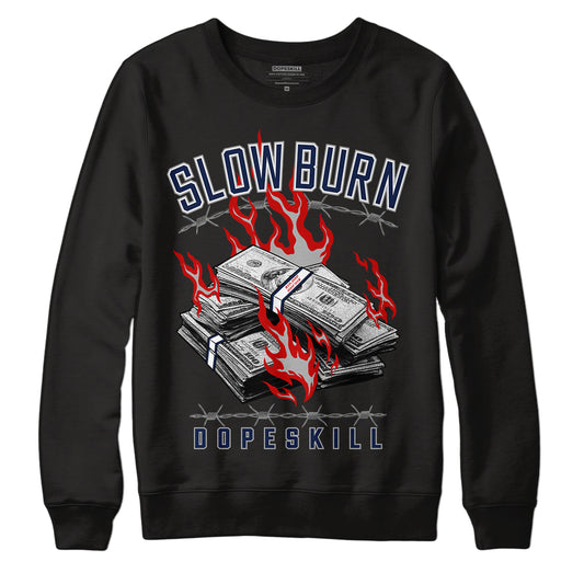 Midnight Navy 4s DopeSkill Sweatshirt Slow Burn Graphic - Black