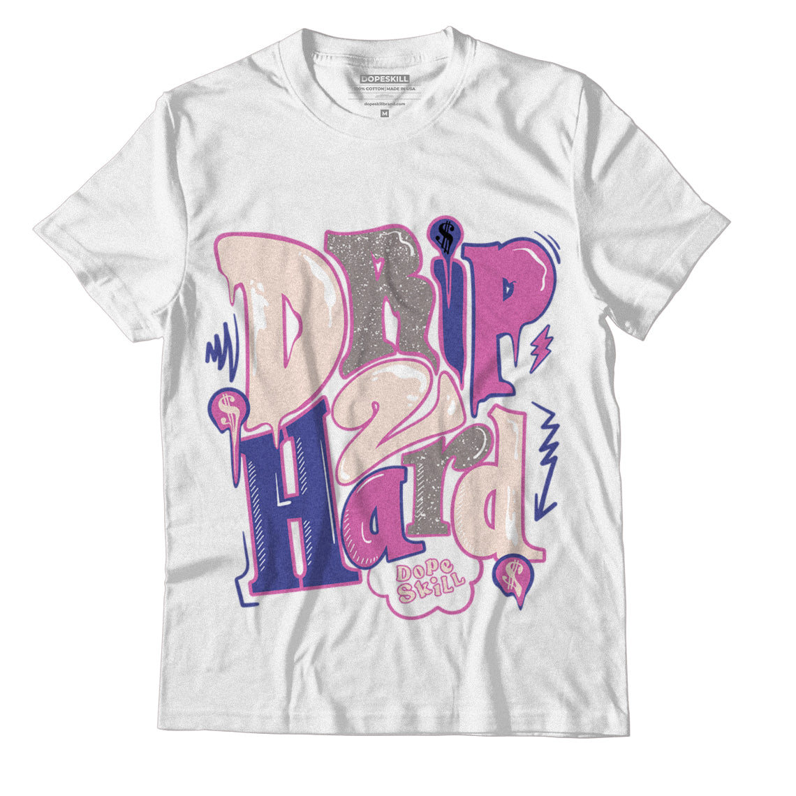 Jordan 7 SE Sapphire DopeSkill T-Shirt Drip Too Hard Graphicv - White 