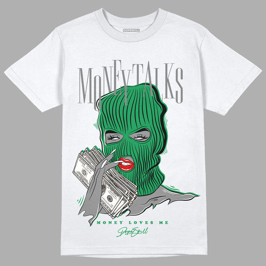 Jordan 2 Retro Lucky Green DopeSkill T-Shirt Money Talks Graphic Streetwear - White 