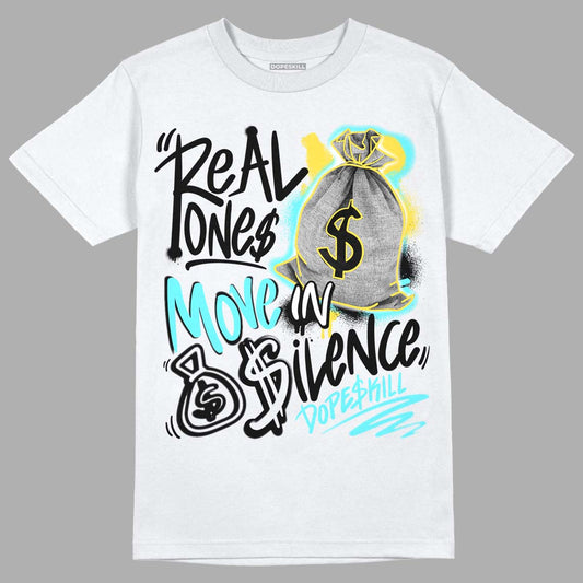 Aqua 5s DopeSkill T-Shirt Real One Move In Silence Graphic - White