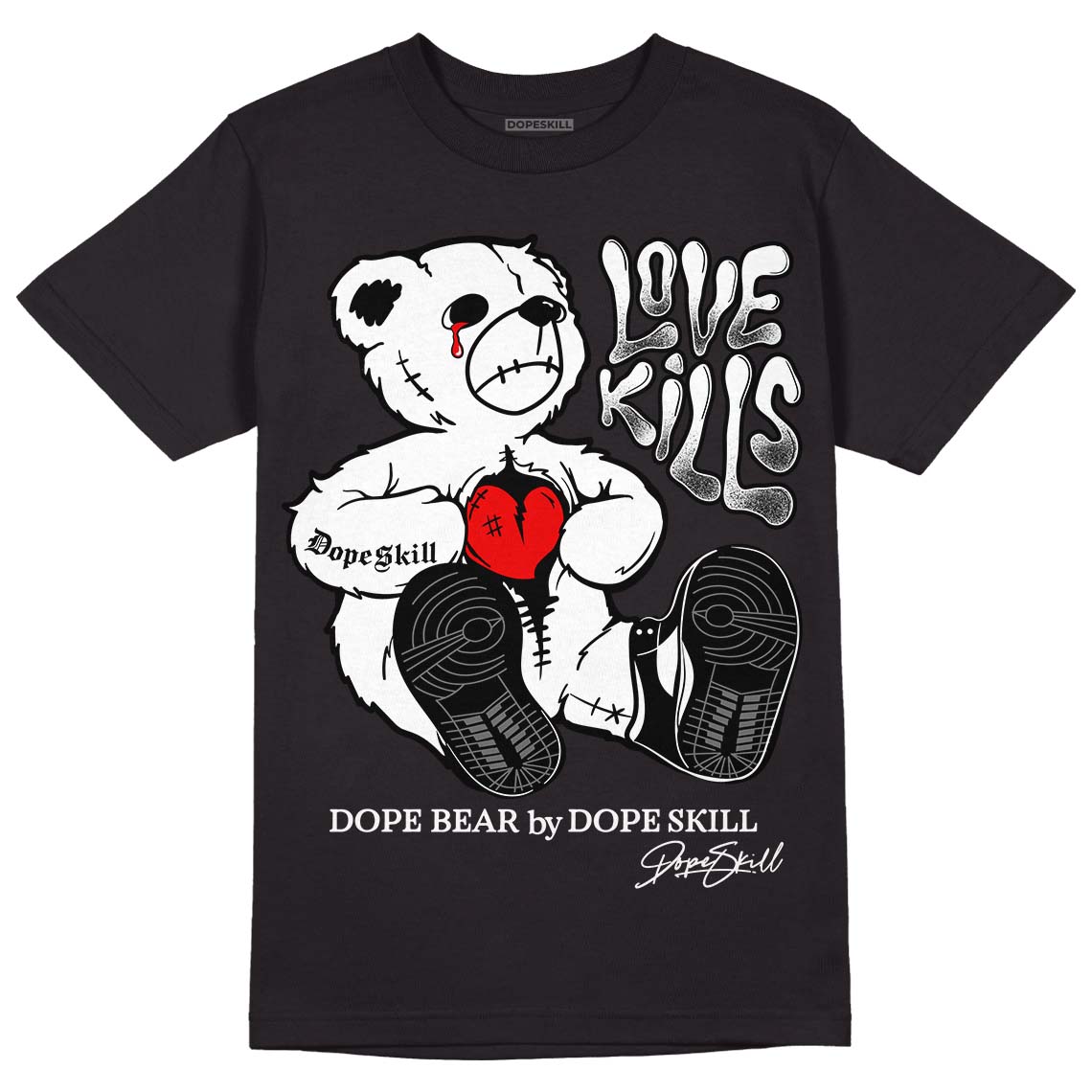 Dunk Low Panda White Black DopeSkill T-Shirt Love Kills Graphic - Black 