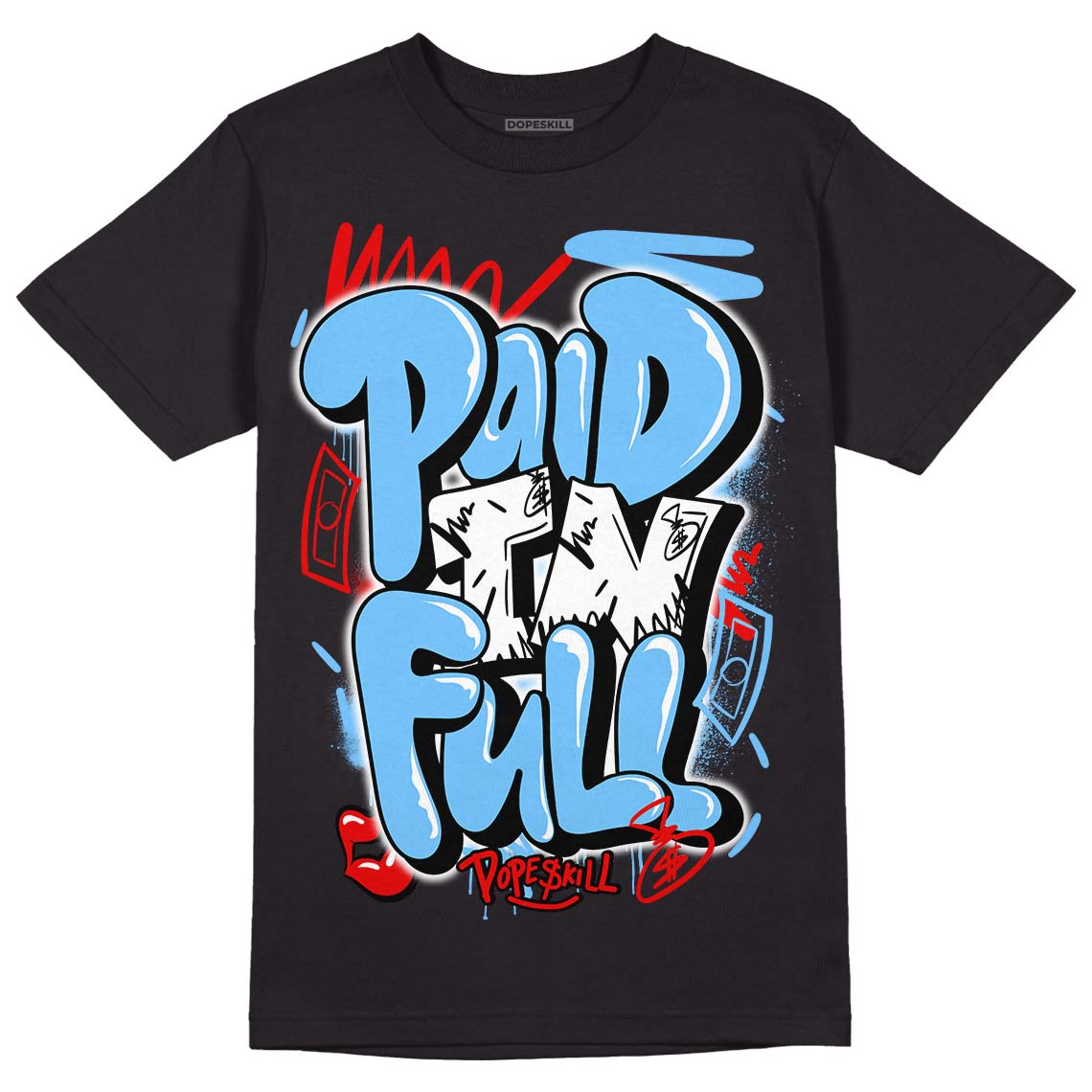 Travis Scott x Jordan 4 Retro 'Cactus Jack' DopeSkill T-Shirt New Paid In Full Graphic Streetwear - Black 