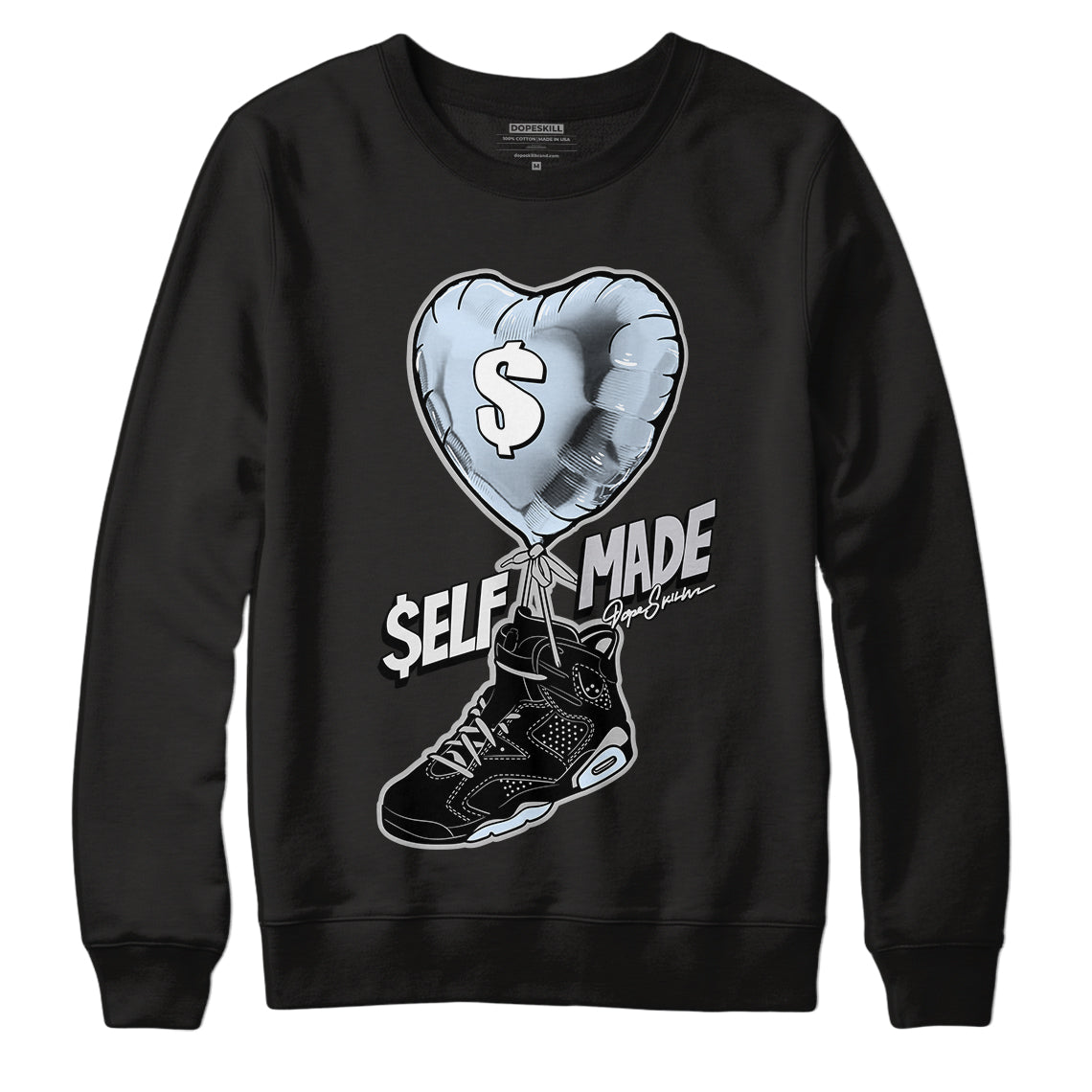 Black Metallic Chrome 6s DopeSkill Sweatshirt Self Made Graphic - Black