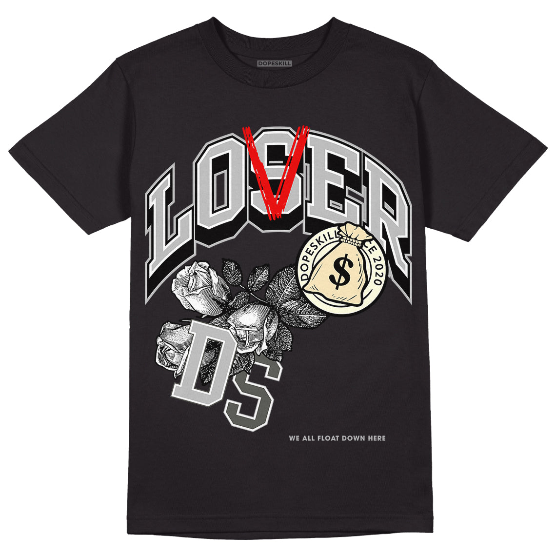 Jordan 4 Retro SE Craft Photon Dust DopeSkill T-Shirt Loser Lover Graphic Streetwear   - Black