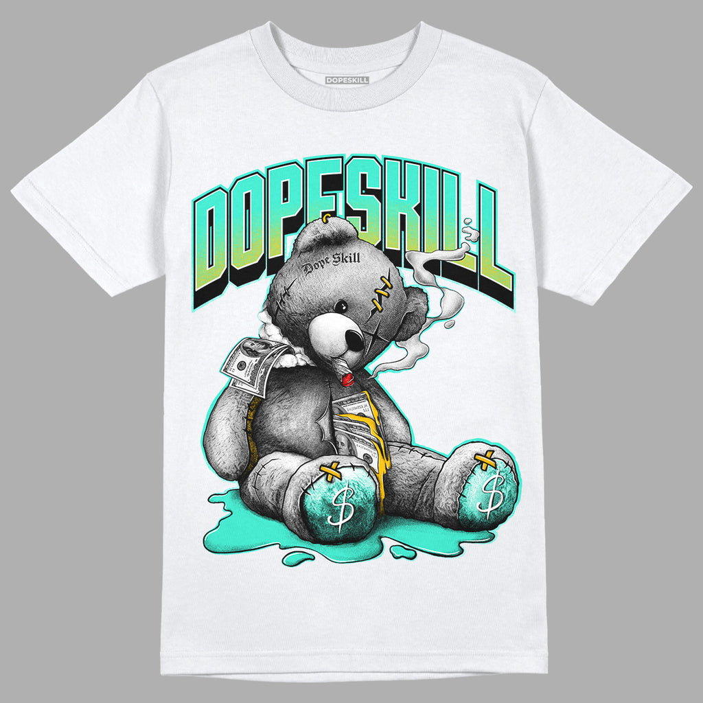 New Emerald 1s DopeSkill T-Shirt Sick Bear Graphic - White 