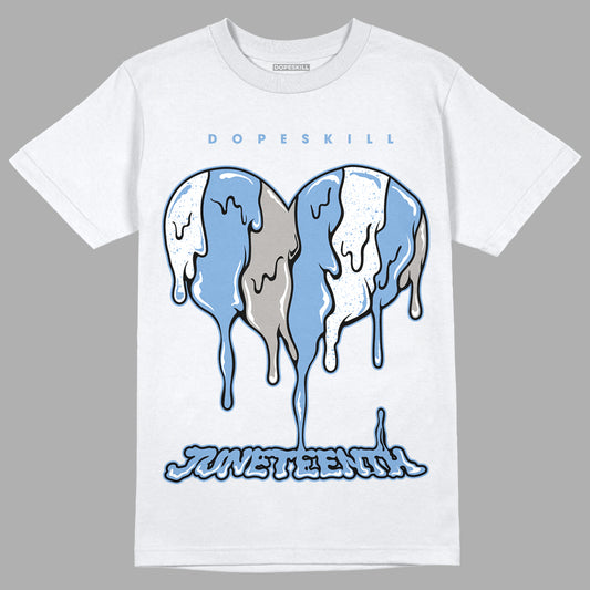 Jordan 5 Retro University Blue DopeSkill T-Shirt Juneteenth Heart Graphic Streetwear - White 