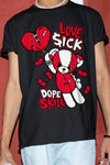 AJ 1 Low Bred Toe DopeSkill T-Shirt Love Sick Graphic