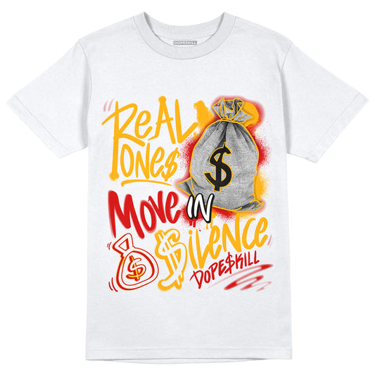 Jordan 7 Citrus DopeSkill T-Shirt Real Ones Move In Silence Graphic - White