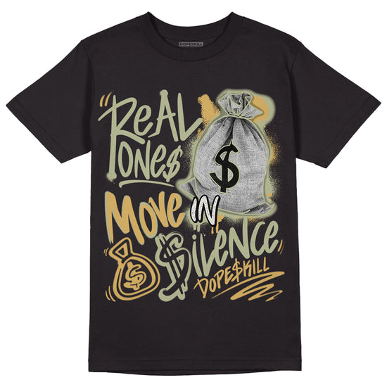 Jordan 5 Jade Horizon DopeSkill T-shirt Real Ones Move In Silence Graphic - Black 