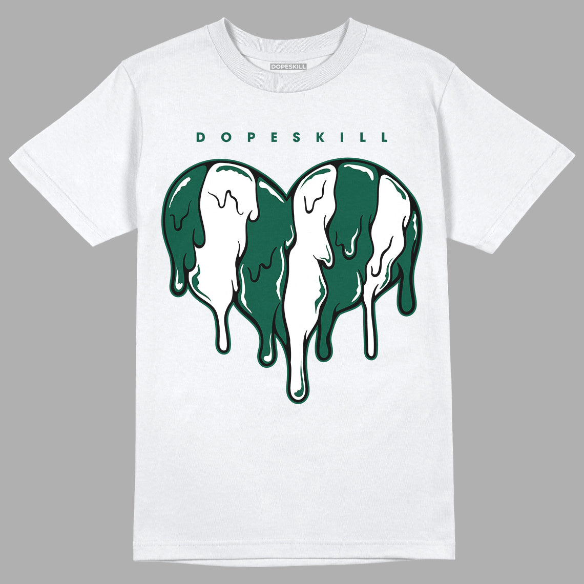 Lottery Pack Malachite Green Dunk Low DopeSkill T-Shirt Slime Drip Heart Graphic - White