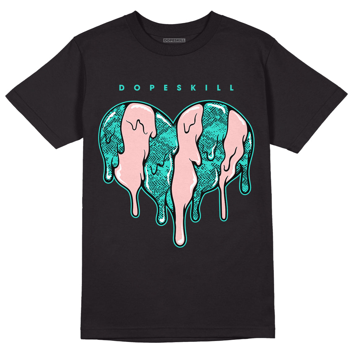 Green Snakeskin Dunk Low DopeSkill T-Shirt Slime Drip Heart Graphic - Black