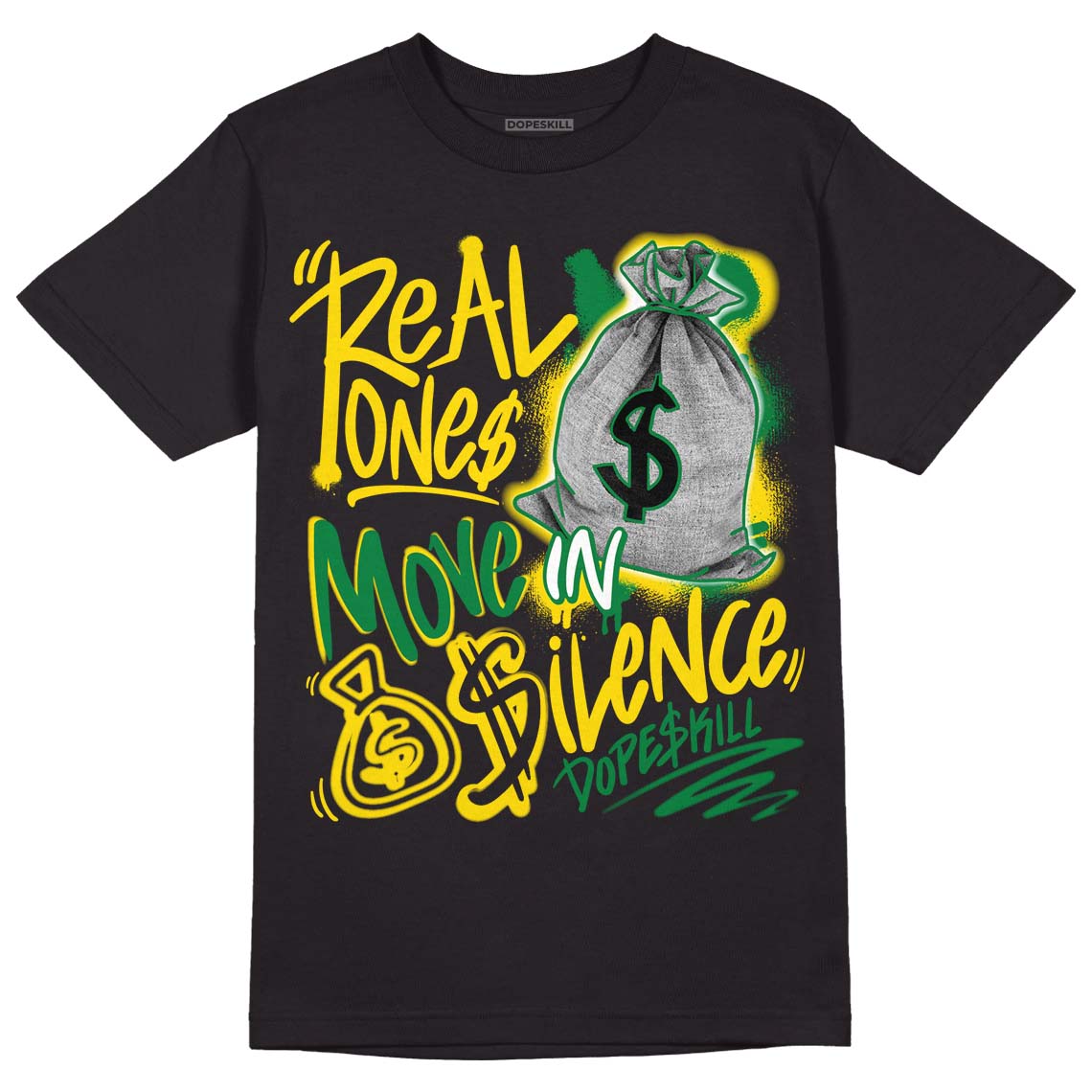 Dunk Low Reverse Brazil DopeSkill T-Shirt Real Ones Move In Silence Graphic - Black