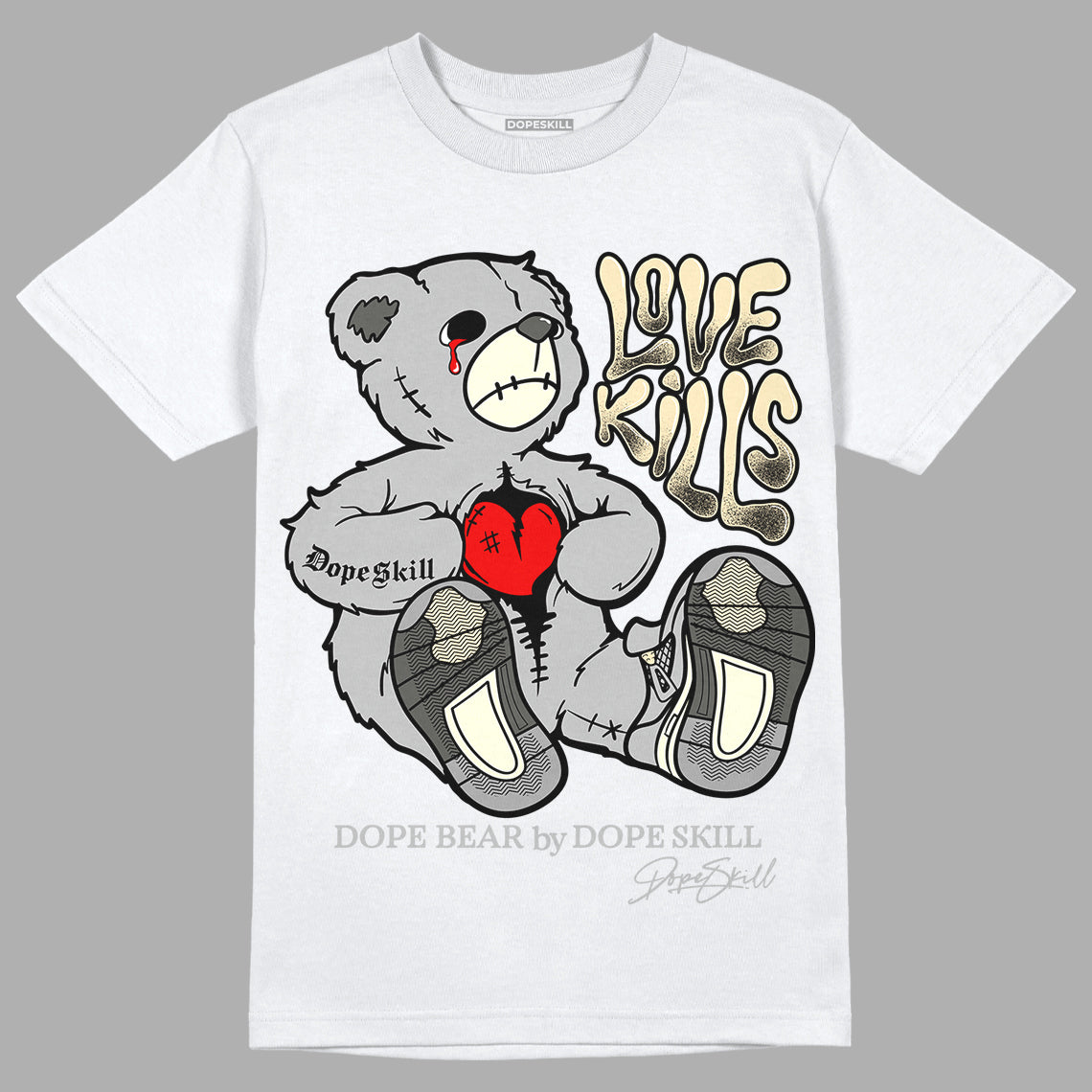 Jordan 4 Retro SE Craft Photon Dust DopeSkill T-Shirt Love Kills Graphic Streetwear   - White