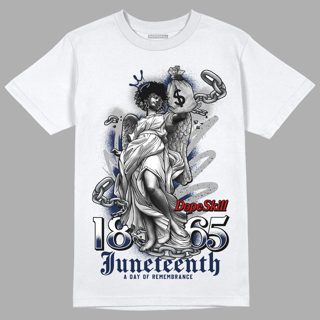 Midnight Navy 4s DopeSkill T-Shirt Juneteenth Graphic - White