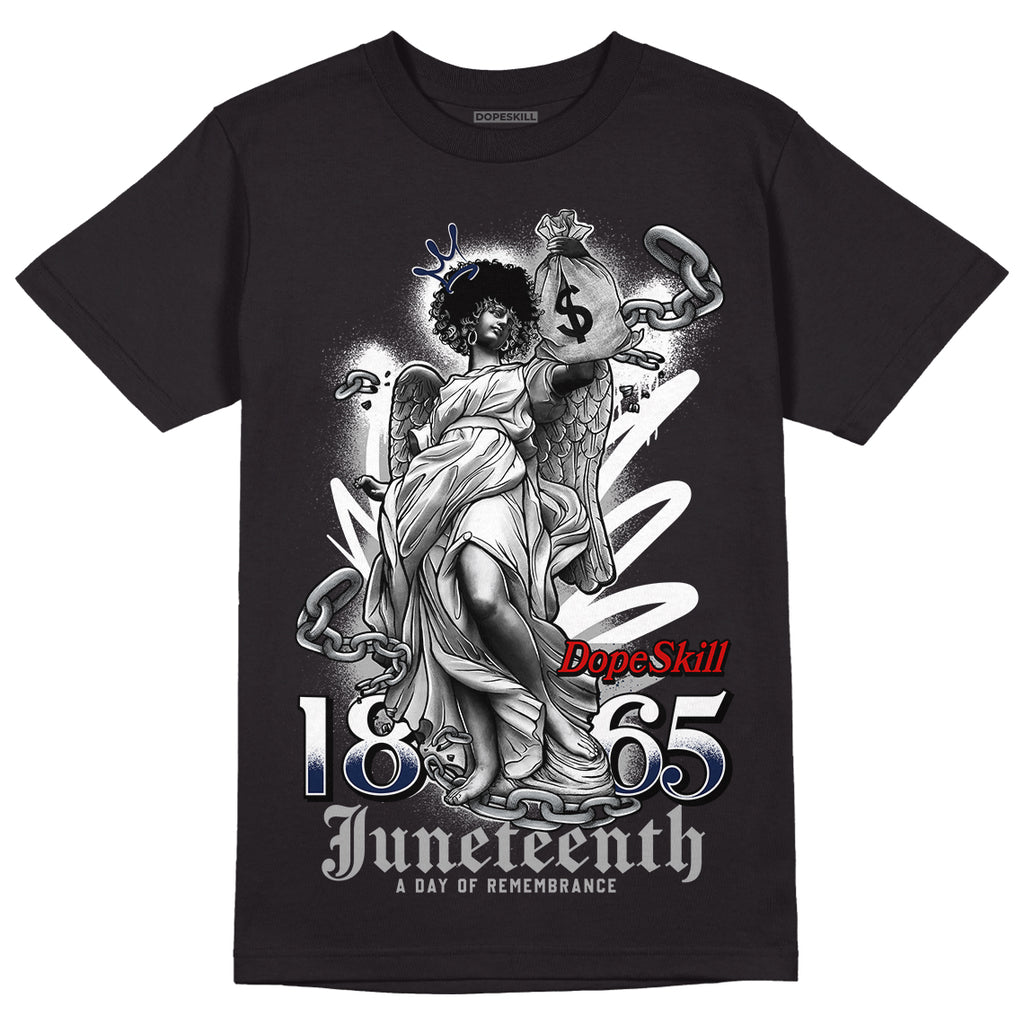Midnight Navy 4s DopeSkill T-Shirt Juneteenth Graphic - Black