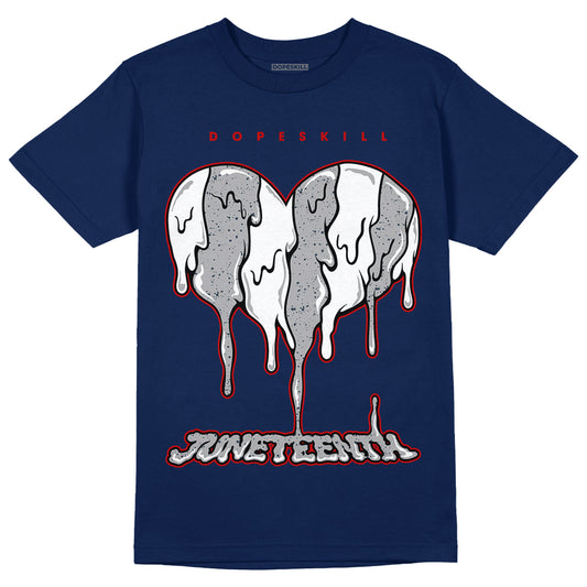 Midnight Navy 4s DopeSkill Midnight Navy T-shirt Juneteenth Heart Graphic