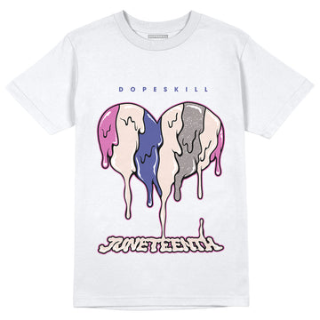 Jordan 7 SE Sapphire DopeSkill T-Shirt Juneteenth Heart Graphic - White 