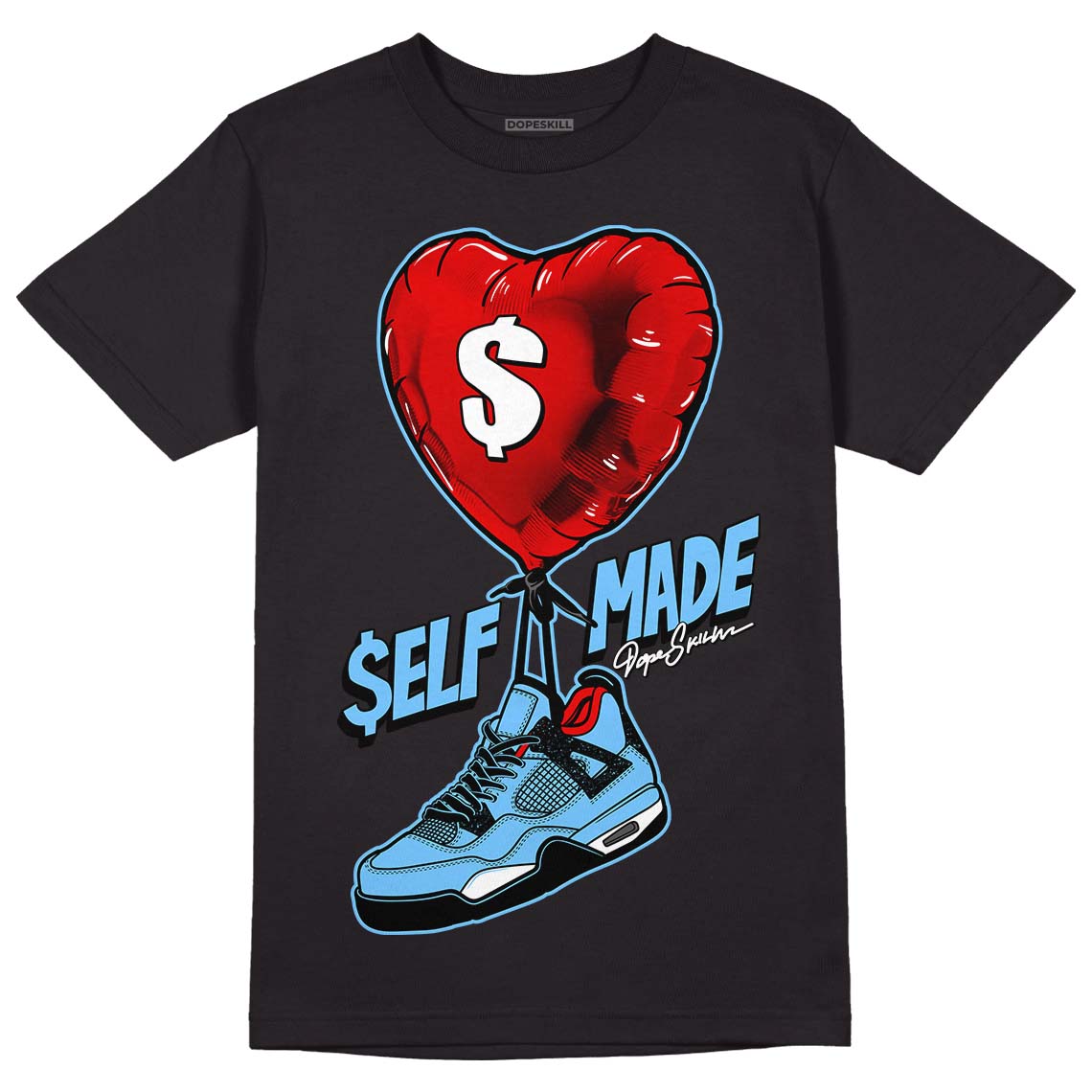 Travis Scott x Jordan 4 Retro 'Cactus Jack' DopeSkill T-Shirt Self Made Graphic Streetwear - Black