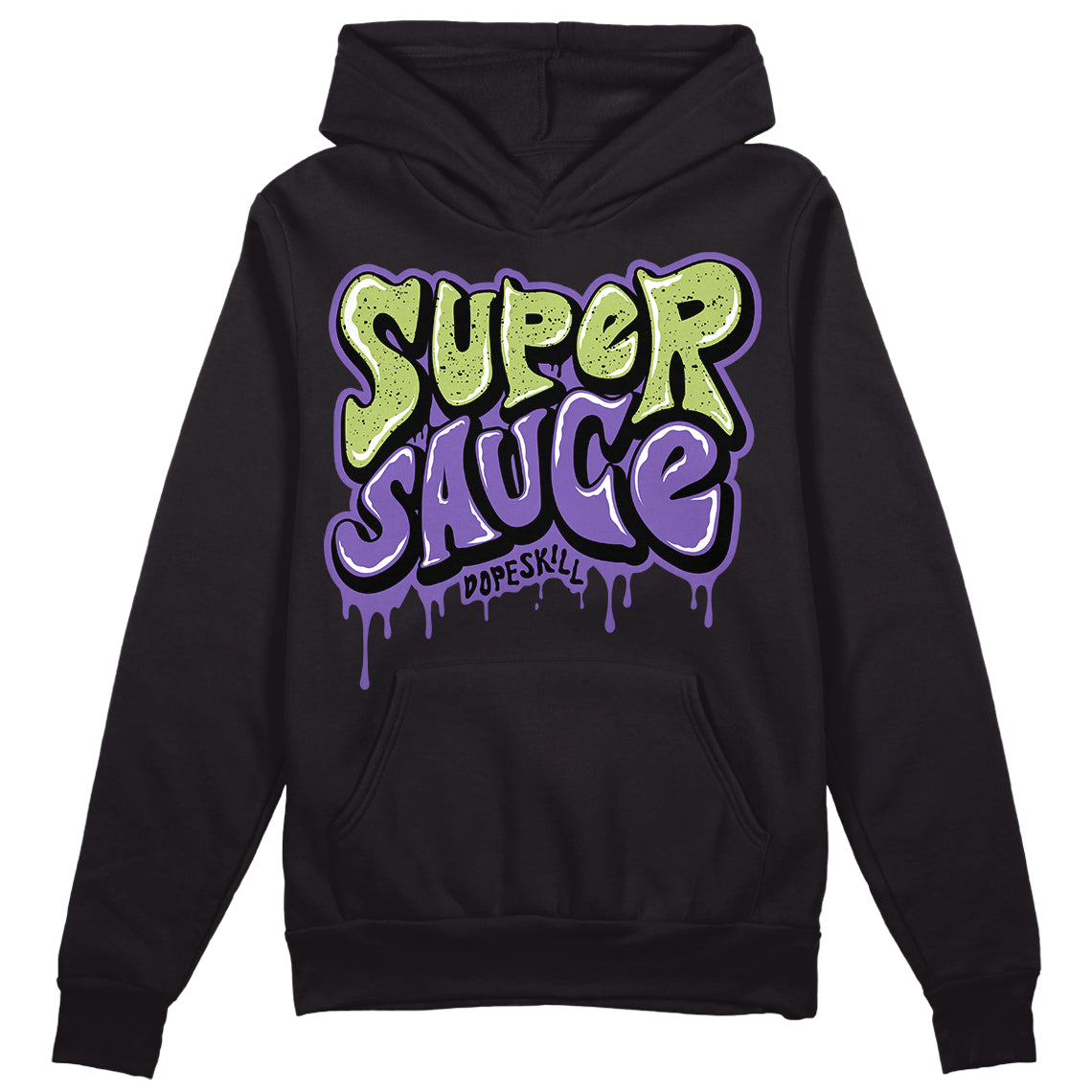 Canyon Purple 4s DopeSkill Hoodie Sweatshirt Super Sauce Graphic - Black