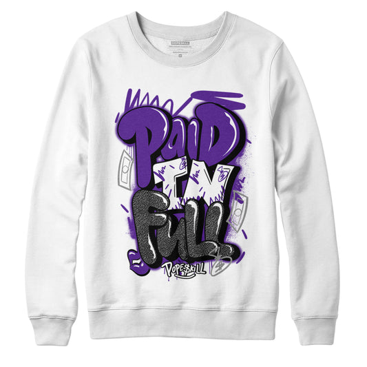 Jordan 3 Dark Iris DopeSkill Sweatshirt New Paid In Full Graphic - White 