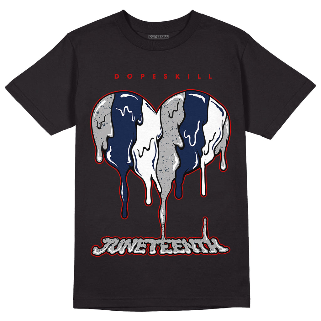 Midnight Navy 4s DopeSkill T-Shirt Juneteenth Heart Graphic - Black