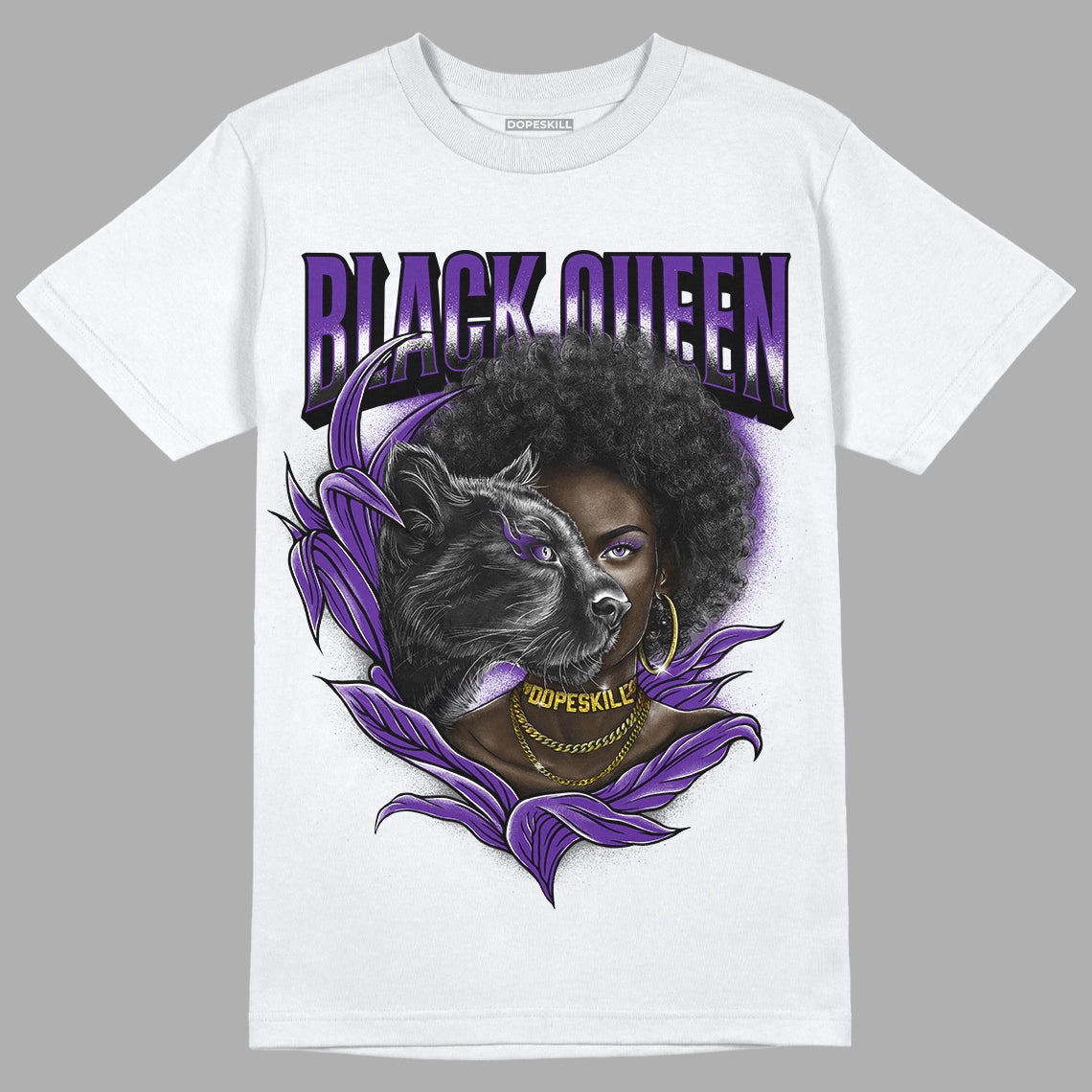 Dark Iris 3s DopeSkill T-Shirt New Black Queen Graphic - White