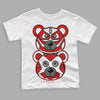 Fire Red 3s DopeSkill Toddler Kids T-shirt Leather Bear Graphic - White 