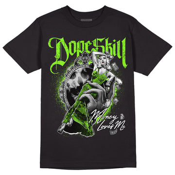 Neon Green Collection DopeSkill T-Shirt Money Loves Me Graphic - Black