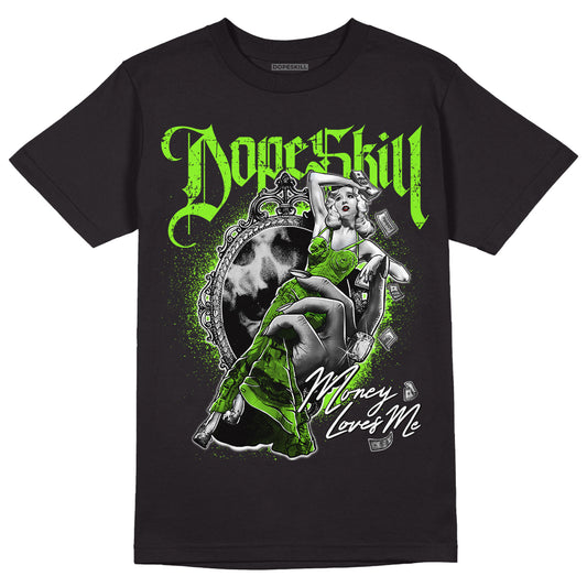 Neon Green Collection DopeSkill T-Shirt Money Loves Me Graphic - Black