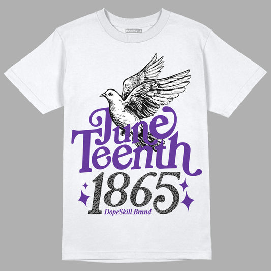 Jordan 3 Retro Dark Iris DopeSkill T-Shirt Juneteenth 1865 Graphic Streetwear - White 