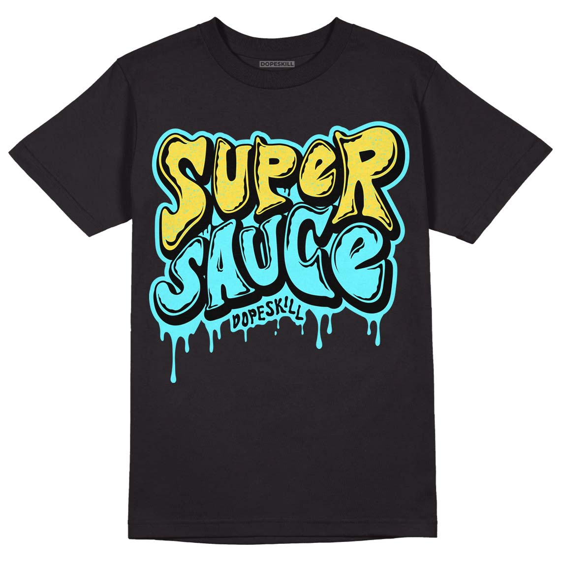 Aqua 5s DopeSkill T-Shirt Super Sauce Graphic - Black 